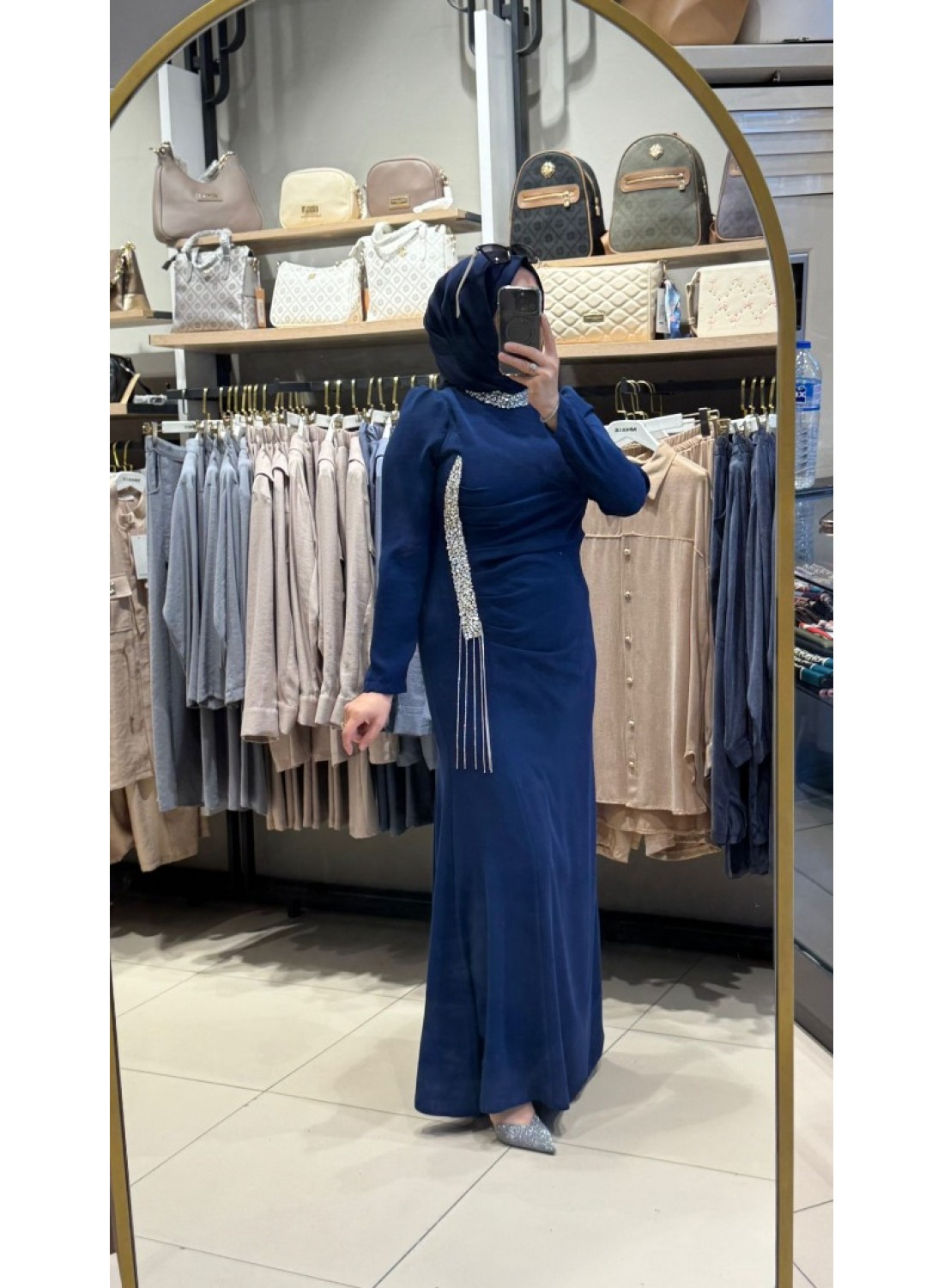 LACİVERT ŞIK ELBİSE