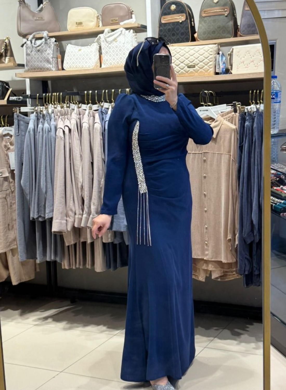 LACİVERT ŞIK ELBİSE