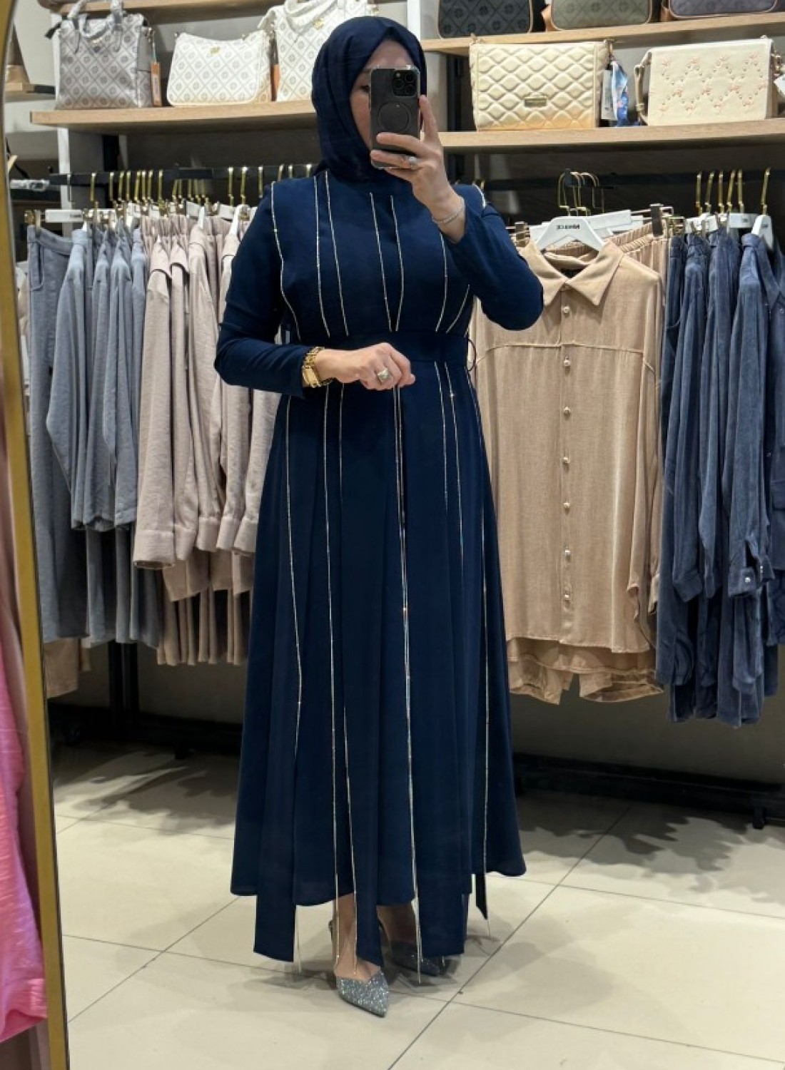 LACİVERT ŞIK ELBİSE